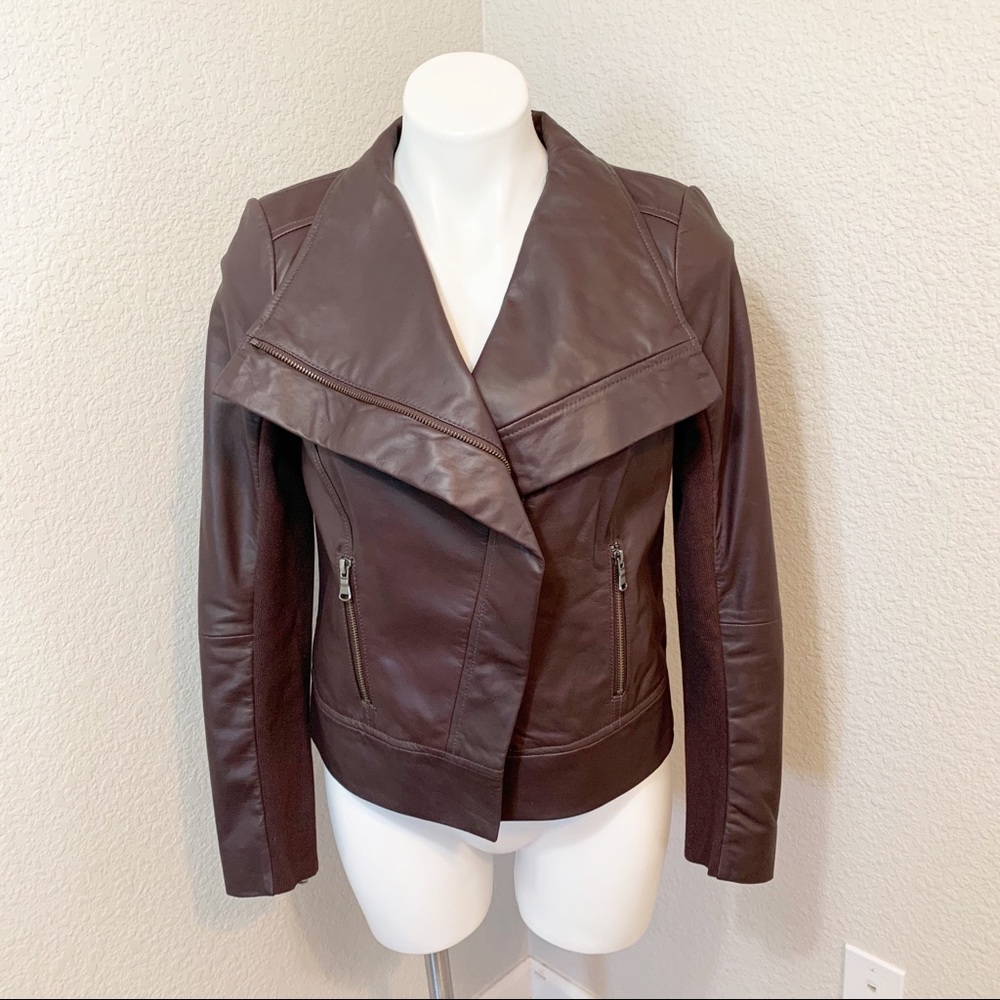 Trouve Drape Front 100% Leather Jacket EUC